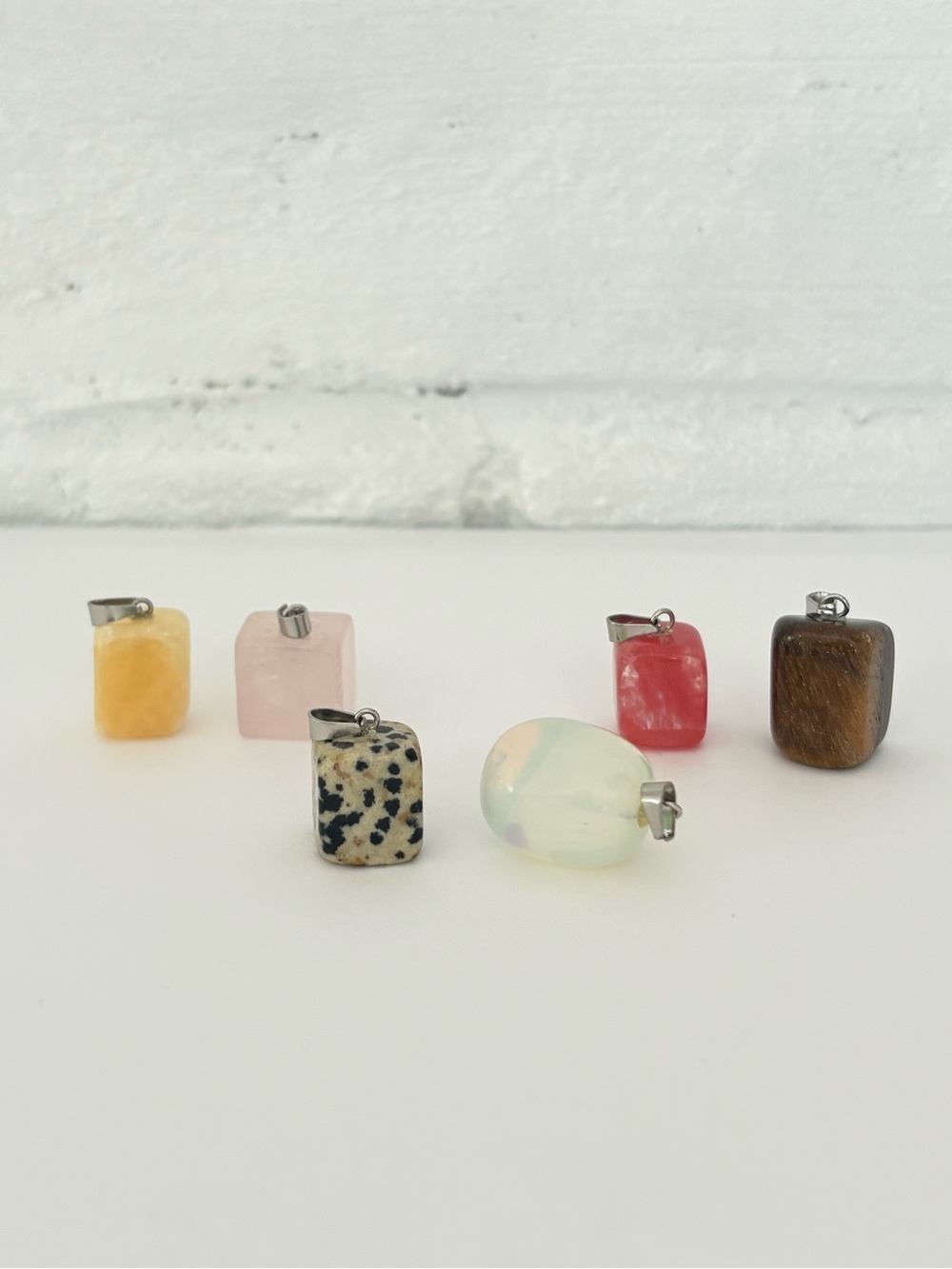 Mixed Gemstone Pendant Lot Yellow, Pink, Red, Brown, Speckled, Opalescent